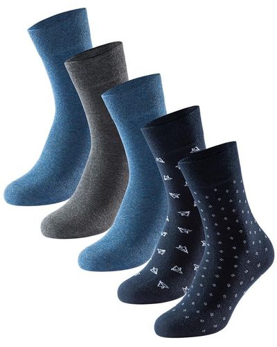Schiesser 5 Pack Strümpfe-Stay Fresh Klassische Socken - Blau