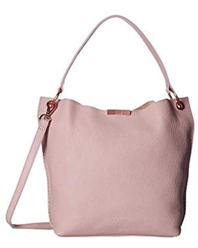 Ted Baker Candiee Faceted Bar Leather Hobo - Pink