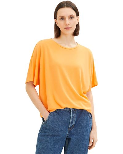 Tom Tailor 1035854 Basic T-Shirt mit Bindedetail - Orange
