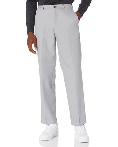 Amazon Essentials Pantalón de Vestir sin Pinzas de Cintura Expansible y Ajuste Clásico Hombre - Gris