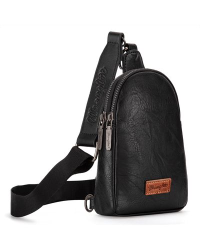Wrangler Sling Bag For Leather Crossbody Bag - Black