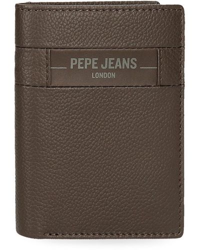 Pepe Jeans Checkbox Vertical Wallet With Purse Brown 8.5 X 11.5 X 1 Cm Leather