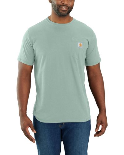 Carhartt Force Relaxed Fit Midweight Short Sleeve Pocket Tee Blue Surf Lg - Green