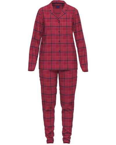 Tom Tailor Flanell-Pyjama in Karo - X-Mas - Rot