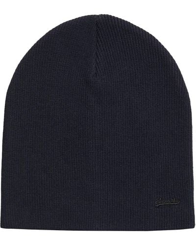 Superdry Knitted Logo Beanie Hat - Bleu