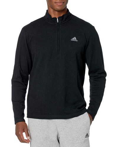adidas Golf 3-Stripes Recycled Polyester Quarter Zip Pullover - Noir