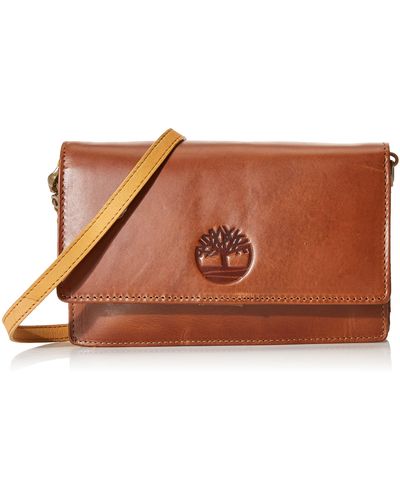 Timberland RFID Leather Crossbody Wallet Purse - Marron