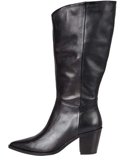 FIND Knee High Pull On Leather Western - Black