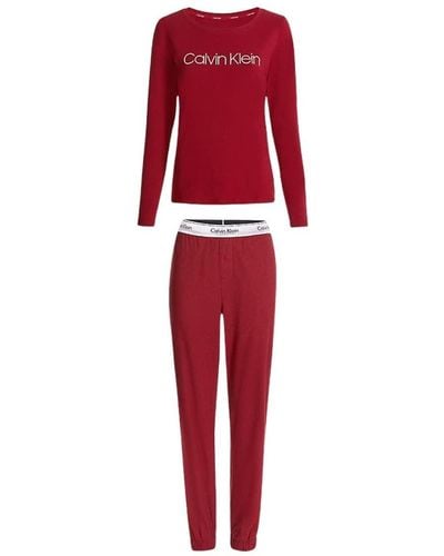 Calvin Klein L/S Hosenset Pyjamaset - Rot