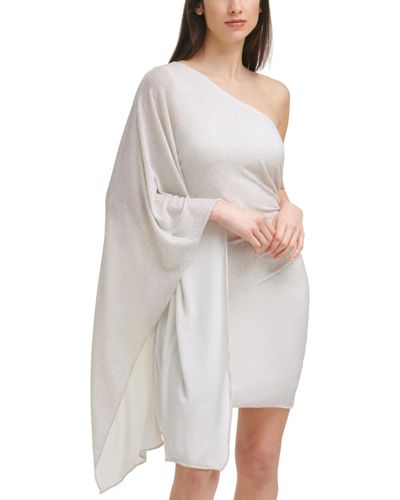 Vince Camuto One Shoulder Cocktail Long Sleeve Dress - White