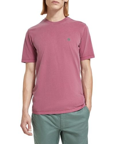 Scotch & Soda Regular Fit Garment-dyed Logo T-shirt - Pink