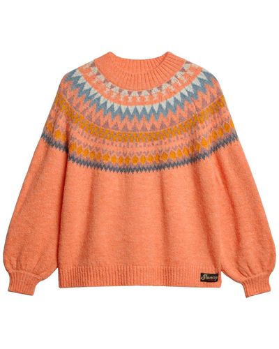 Superdry Slouchy Pattern Knit T-Shirt - Orange