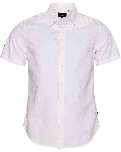 Superdry Studios Linen S/S Shirt M4010498A Optic XL Hombre - Blanco