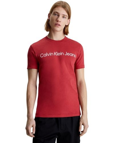 Calvin Klein Short-sleeve T-shirt Institutional Logo Slim Fit - Red
