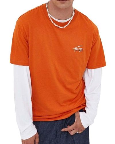 Tommy Hilfiger T-Shirt Orange Small Flag