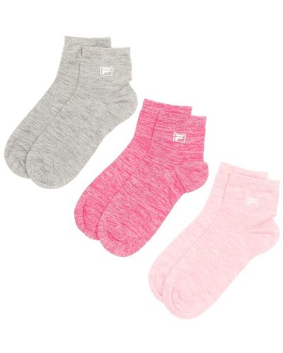 Fila X3 paia di calzini rosa/grigio donna Quarter rosa 35-38