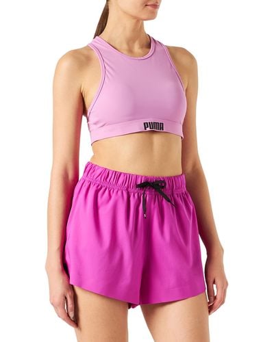 PUMA Traje de baño con Espalda Cruzada Parte Superior de Bikini - Morado