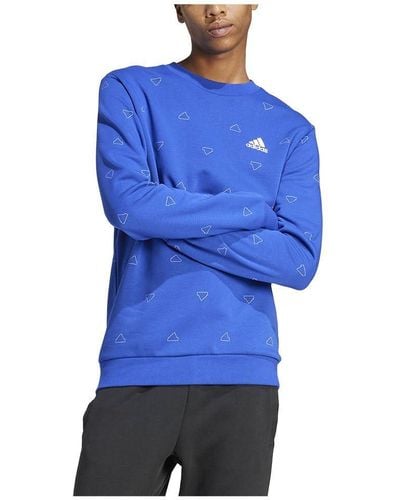adidas Seasonal Essentials Monogram Graphic Crew Sweatshirt Sudadera - Azul