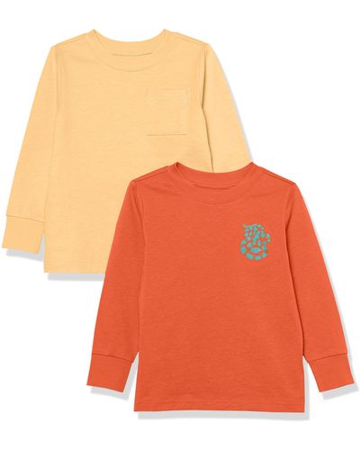 Amazon Essentials Camiseta de ga Larga con puños Acanalados Niño - Naranja