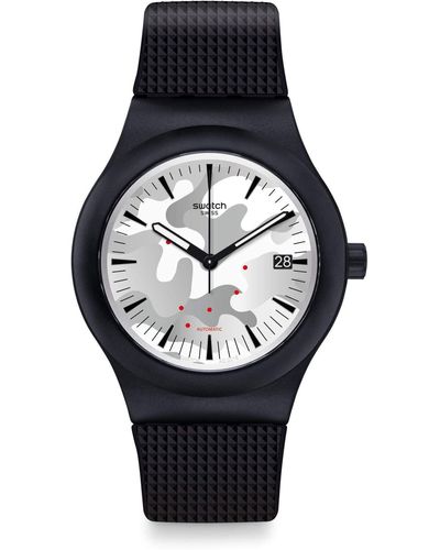 Swatch Analog Quarz Uhr mit Silikon Armband SUTB407 - Schwarz