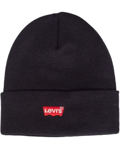 Levi's Red Batwing Embroidered Slouchy Beanie Cuffia - Nero