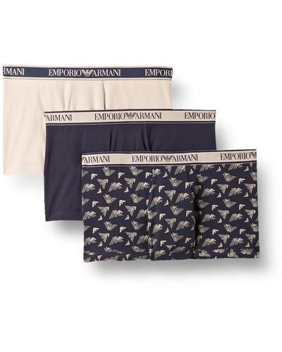 Emporio Armani Three-pack Of Boxer Briefs With Core Logoband - Blue