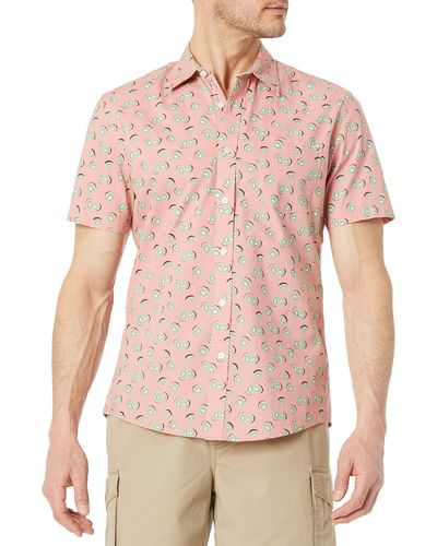 Amazon Essentials Slim-fit Short-sleeve Print Shirt - Pink