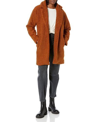 Amazon Essentials Teddy Bear Fleece Oversized-fit Lapel Jacket - Orange