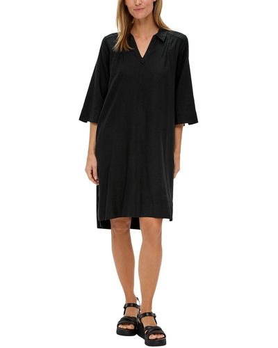 S.oliver Relaxed Fit-Kleid aus Leinenmix schwarz 48