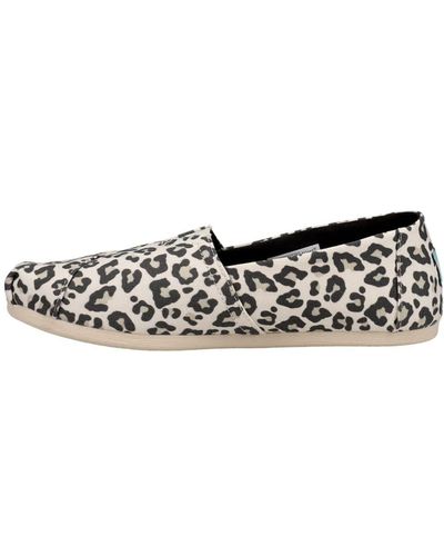 TOMS Womens Alpargata Leopard Slip On Flats Casual - Black, White - Size 10 B