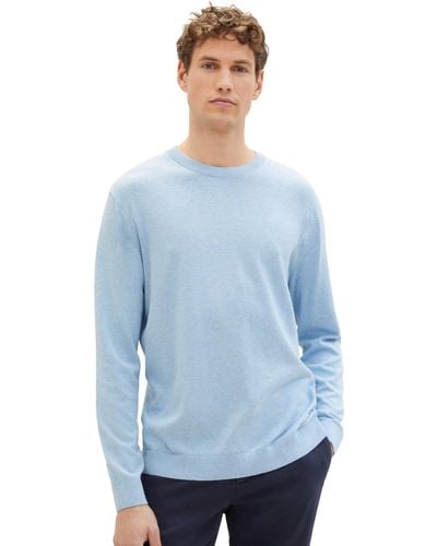 Tom Tailor Basic Crewneck Pullover aus Baumwolle - Blau