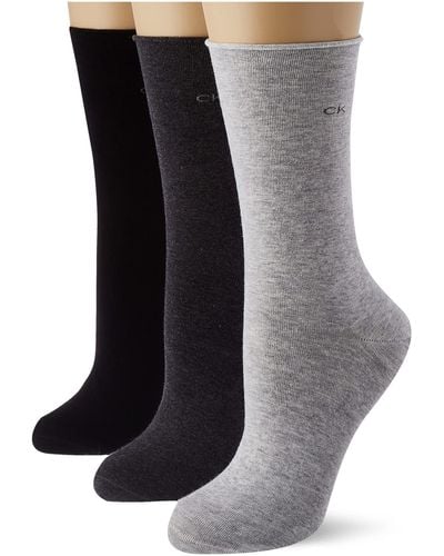 Calvin Klein Roll Top Crew Socks 3 Pack Calcetines clásicos - Negro