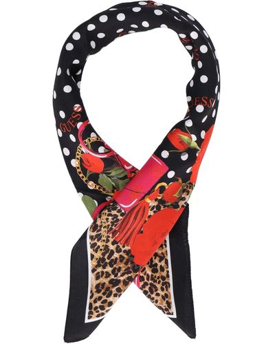 Guess Foulard strozzacollo donna 100% seta leopardato e rosso dim. 50 x 50 cm