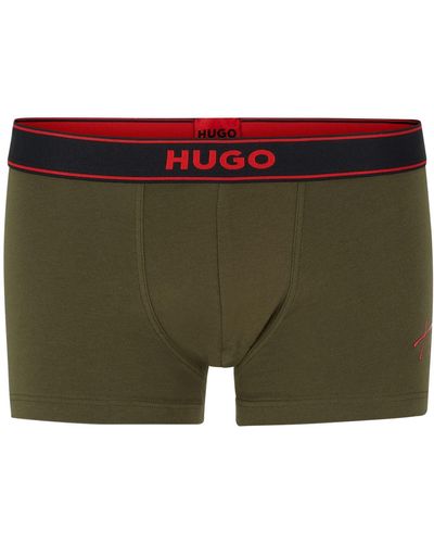 HUGO S Trunk Excite Stretch-cotton Trunks With Handwritten Logo Green