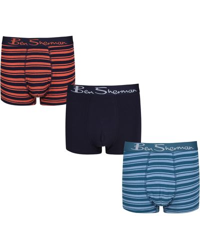 Ben Sherman S Super Soft Boxer Shorts with Elasticated Waistband Boxershorts, - Blau