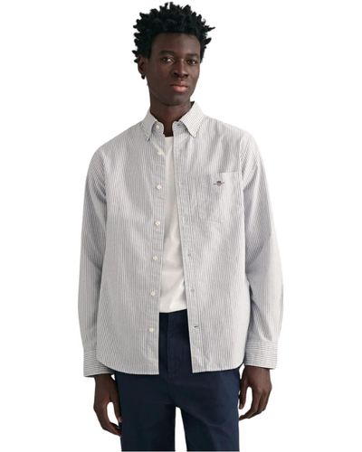 GANT REG Oxford Banker Stripe Shirt Klassisches Hemd - Grau