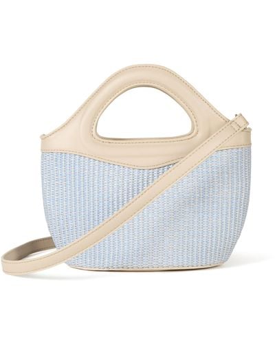 The Drop Xiomara Mini Tote Fog Blue Raffia