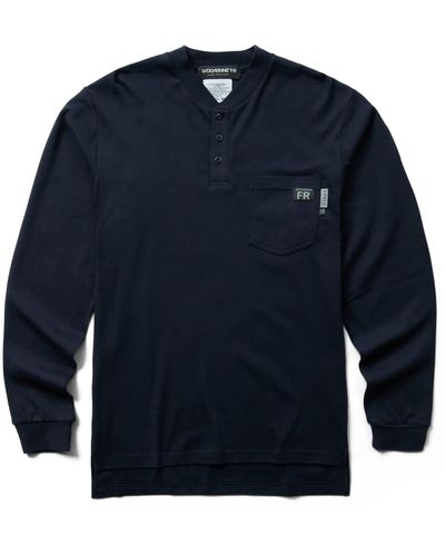 Wolverine Flame Resistant Long Sleeve Henley T-shirt - Blue