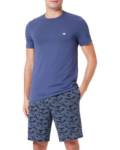 Emporio Armani Pattern Mix Short Pajama Set - Blau
