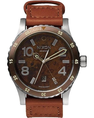 Nixon Quartz Watch Analogue Display And Leather Strap A2691958-00 - Brown
