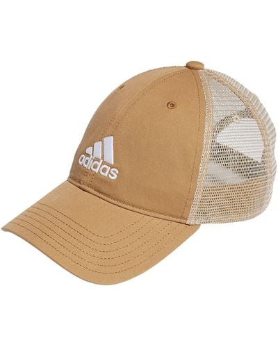 adidas Mesh Back Relaxed Crown Snapback Adjustable Fit Cap - Natural