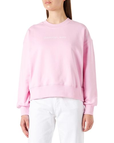 Calvin Klein Shrunken INSTITUTIONAL Crew Neck Pullover - Pink