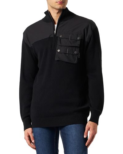 G-Star RAW Swiss Army Woven Half Zip Knitted Pullover - Black