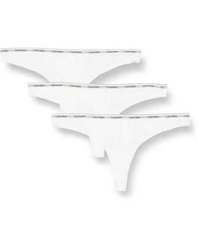 Calvin Klein Perizomi Donna Confezione da 3 Modern Logo Tanga - Bianco