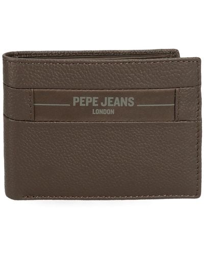 Pepe Jeans Checkbox Horizontal Wallet With Purse Brown 11.5 X 8 X 1 Cm Leather