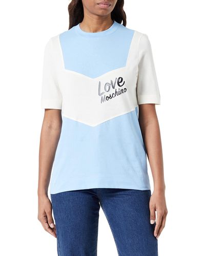 Love Moschino Regular fit Short-Sleeved with Contrast Color Inserts T-Shirt - Weiß