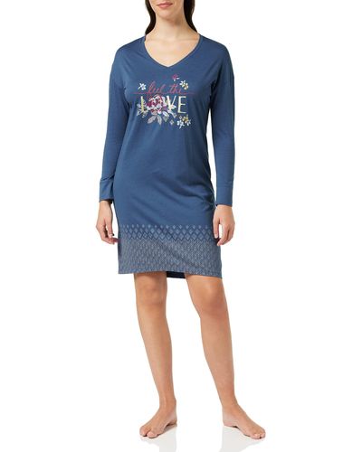 Triumph Nightdresses NDK LSL 10 Co/MD Camisón para Mujer - Azul