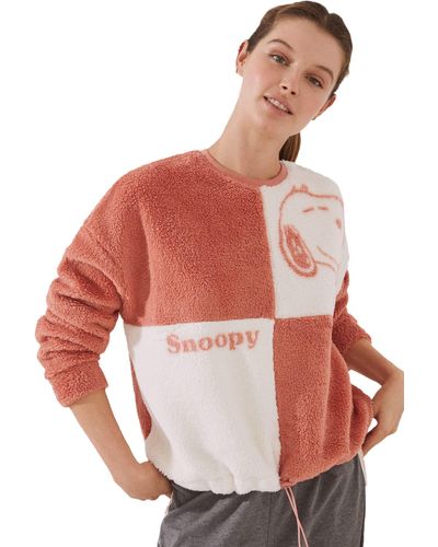 Women'secret Sweatshirt "color Block" De Borrego Trui - Wit