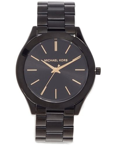 Michael Kors Slim Runway Three-hand Black Stainless Steel Watch
