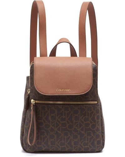 Calvin Klein Belfast Dressy Nylon Backpack (brown/khaki Photoprint